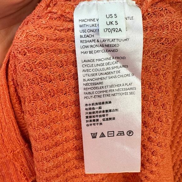 FREE PEOPLE North Shore Thermal Tunic Top Size Small Corral Orange Waffle Knit - Picture 9 of 11